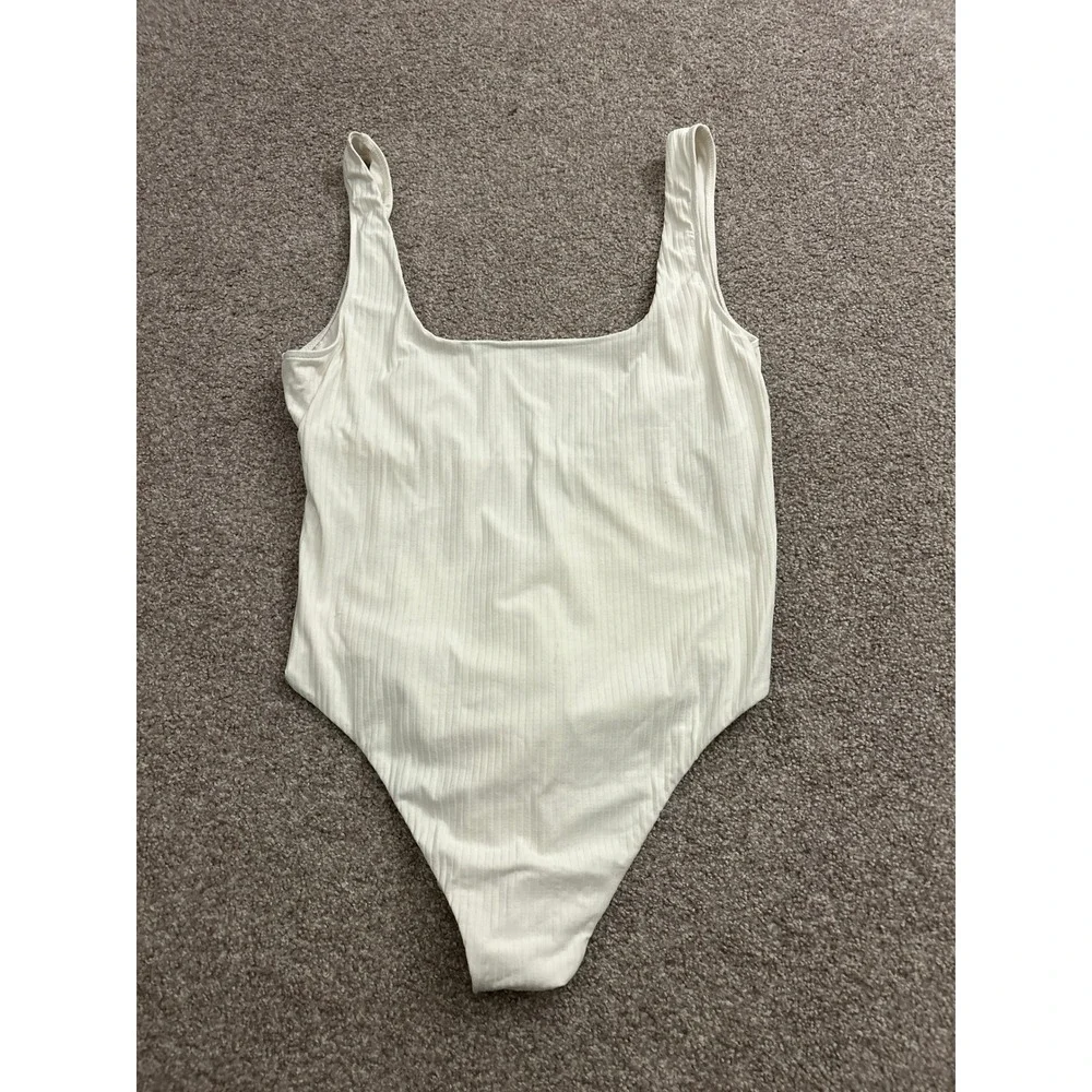 Swimsuits For All Camille Collection Swimsuit Womens L White Excellent Ribbed